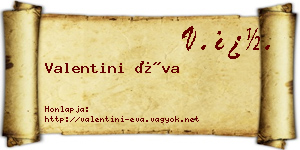 Valentini Éva névjegykártya